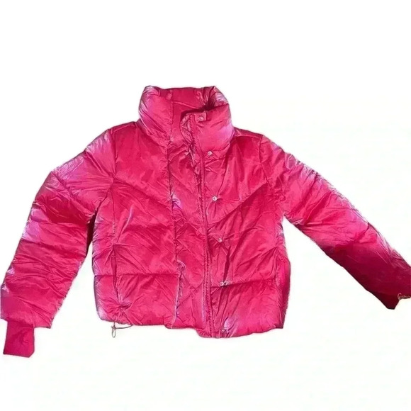 NWT HOT PINK GAP big  puff croped jacket - Picture 2 of 5